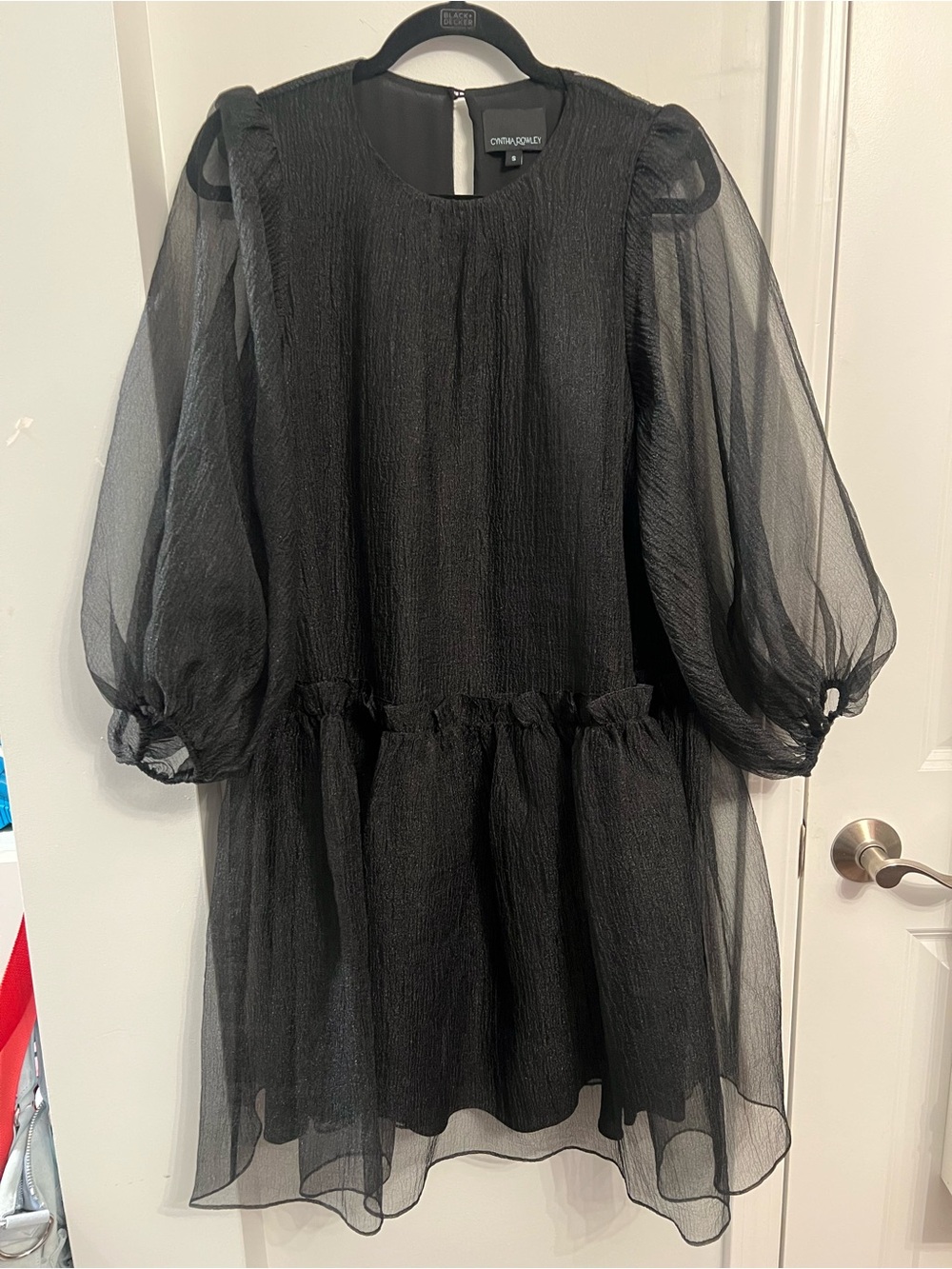 Cynthia Rowley Puff Tulle long  Sleeve Black Dress; size small